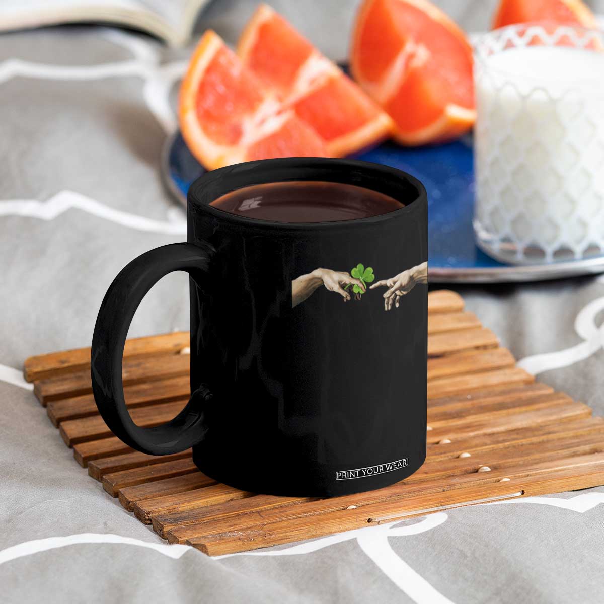 Funny St Patricks Day Shamrock The Creation of Adam Meme Coffee Mug TS11 Print Your Wear