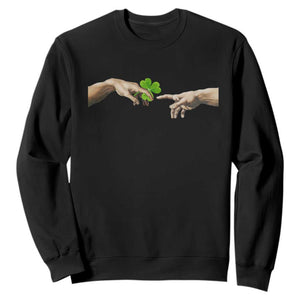 Funny St Patricks Day Shamrock The Creation of Adam Meme Sweatshirt TS11 Black Print Your Wear