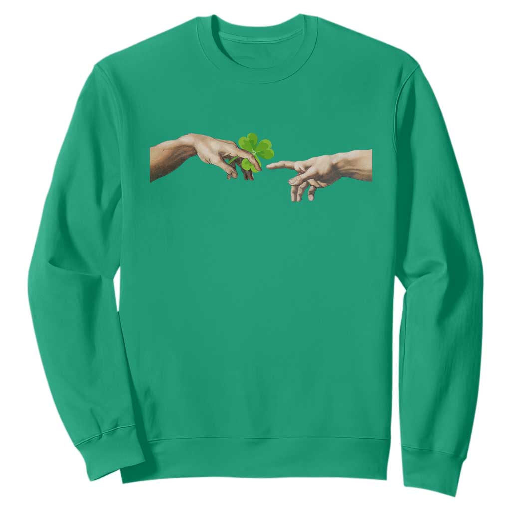 Funny St Patricks Day Shamrock The Creation of Adam Meme Sweatshirt TS11 Irish Green Print Your Wear