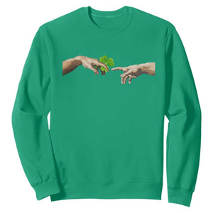 Funny St Patricks Day Shamrock The Creation of Adam Meme Sweatshirt TS11 Irish Green Print Your Wear