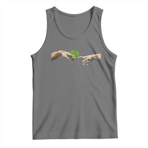 Funny St Patricks Day Shamrock The Creation of Adam Meme Tank Top TS11 Black Heather Print Your Wear