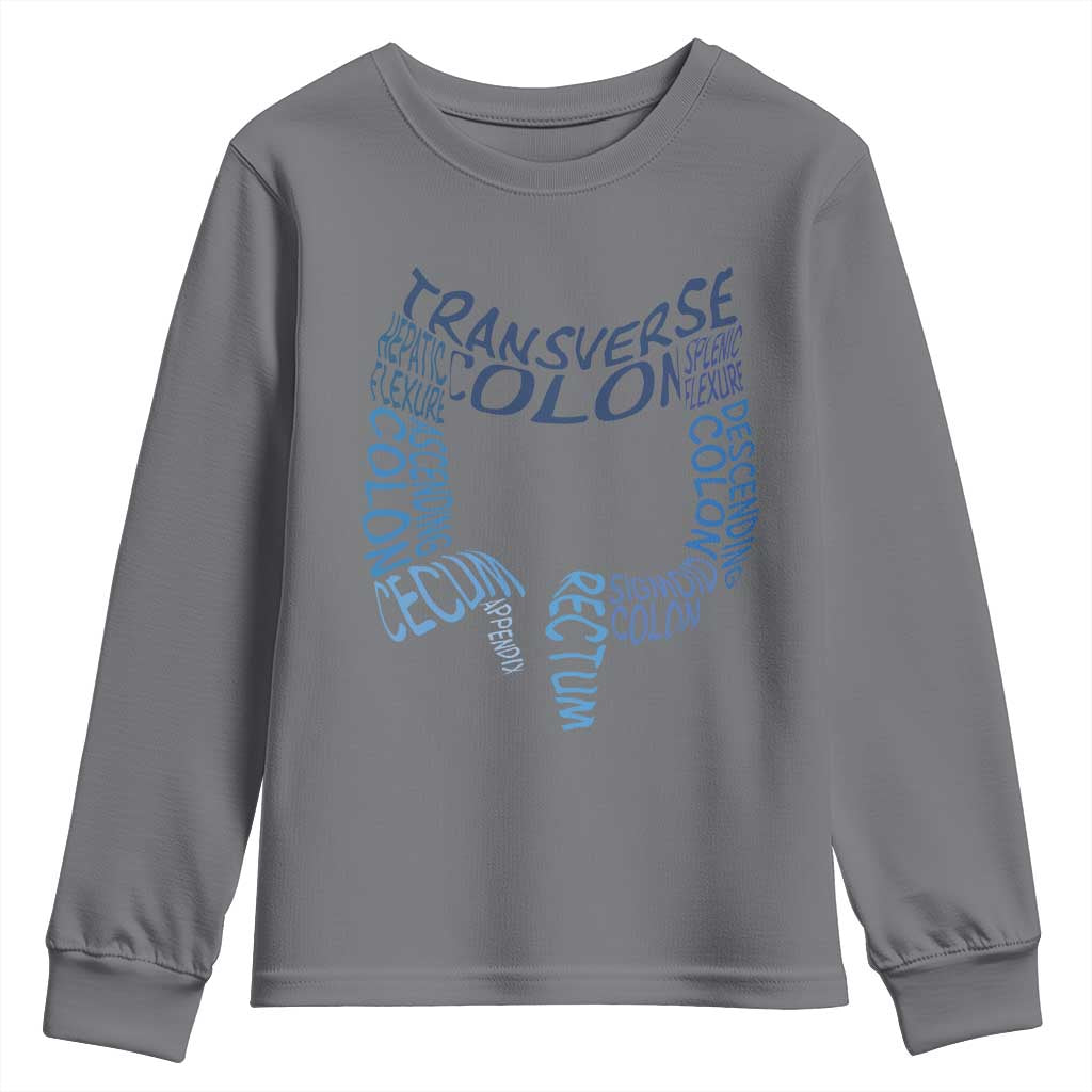 Funny GI Endoscopy Nurse Youth Sweatshirt Vintage Retro Colon Anatomy Colonoscopy TS11 Charcoal Print Your Wear