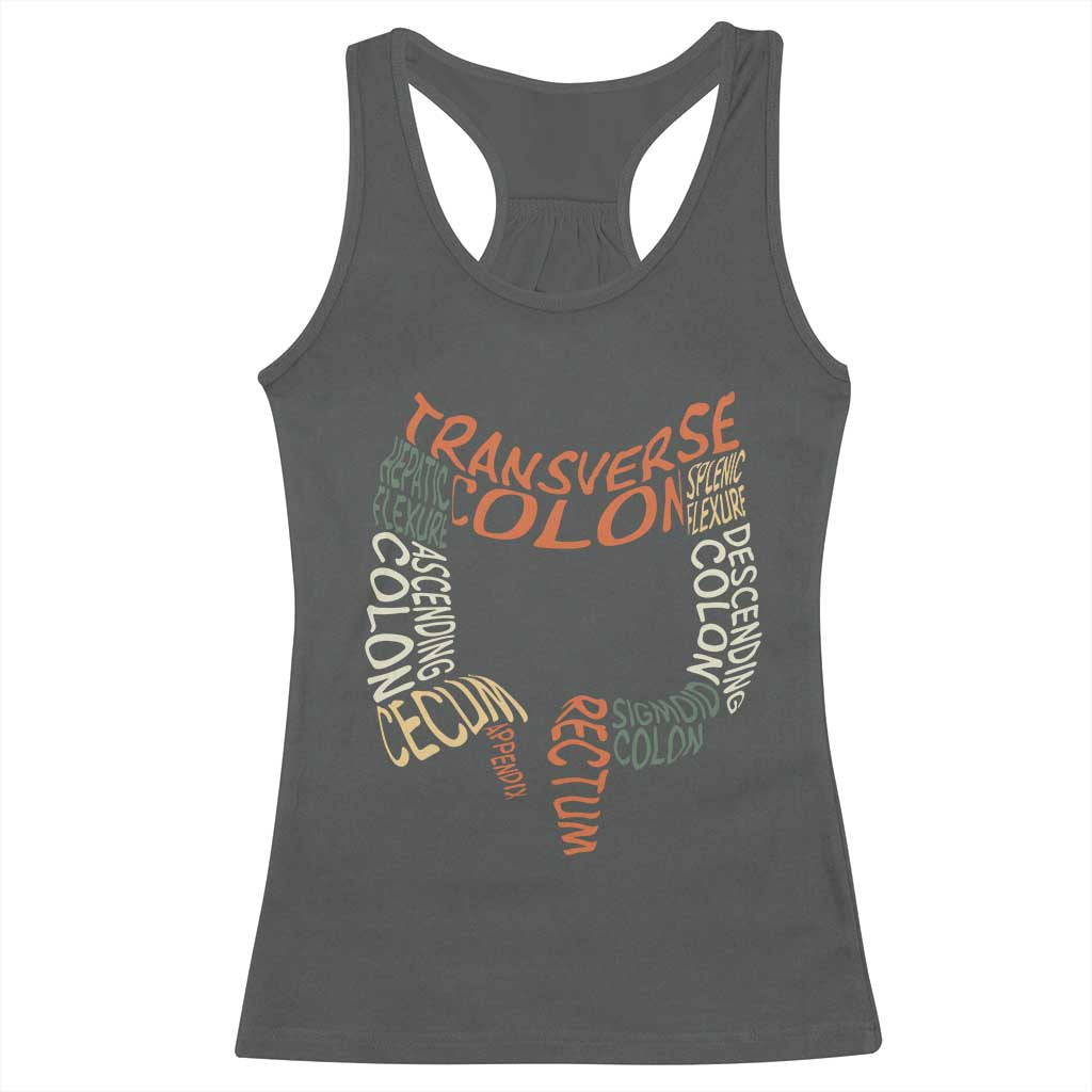 Funny GI Endoscopy Nurse Racerback Tank Top Colon Anatomy Colonoscopy TS11 Dark Heather Print Your Wear
