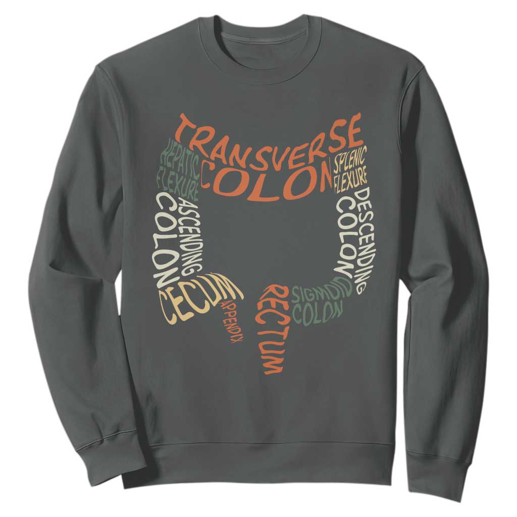 Funny GI Endoscopy Nurse Sweatshirt Colon Anatomy Colonoscopy TS11 Dark Heather Print Your Wear