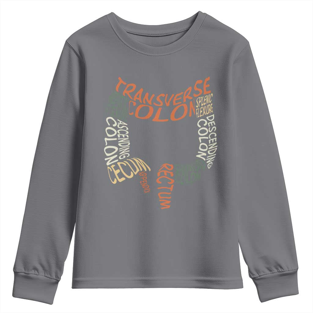 Funny GI Endoscopy Nurse Youth Sweatshirt Colon Anatomy Colonoscopy TS11 Charcoal Print Your Wear