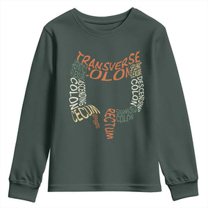 Funny GI Endoscopy Nurse Youth Sweatshirt Colon Anatomy Colonoscopy TS11 Dark Forest Green Print Your Wear