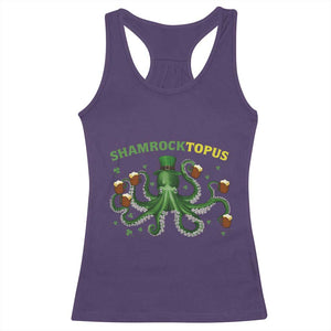 Funny St Patrick's Day Octopus Shamrocktopus Racerback Tank Top Irish Beer Mug TS11 Purple Print Your Wear