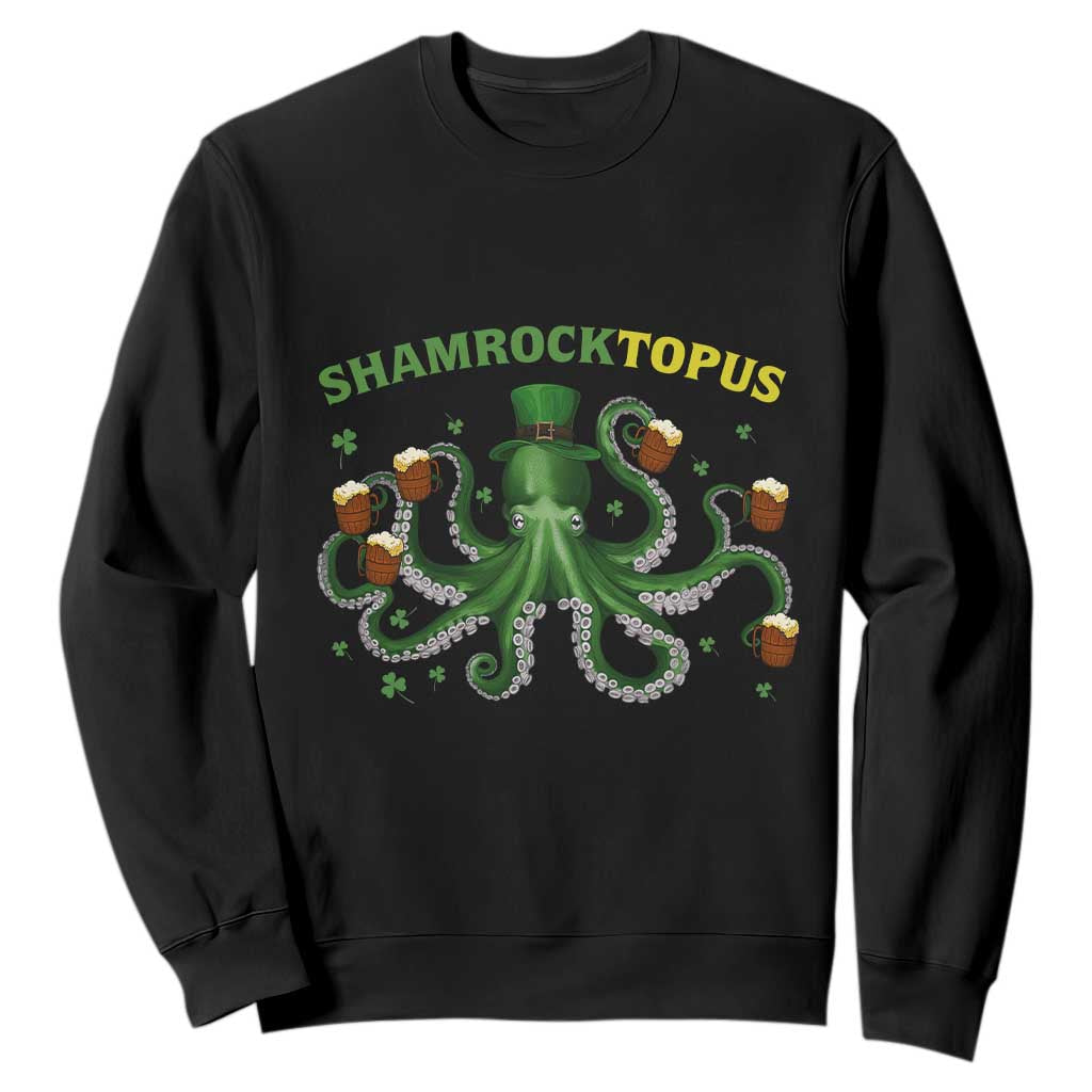 Funny St Patrick's Day Octopus Shamrocktopus Sweatshirt Irish Beer Mug TS11 Black Print Your Wear