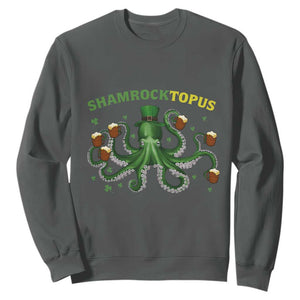 Funny St Patrick's Day Octopus Shamrocktopus Sweatshirt Irish Beer Mug TS11 Dark Heather Print Your Wear