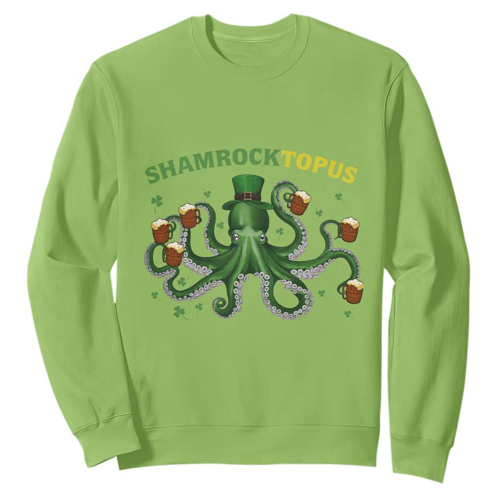 Funny St Patrick's Day Octopus Shamrocktopus Sweatshirt Irish Beer Mug TS11 Lime Print Your Wear