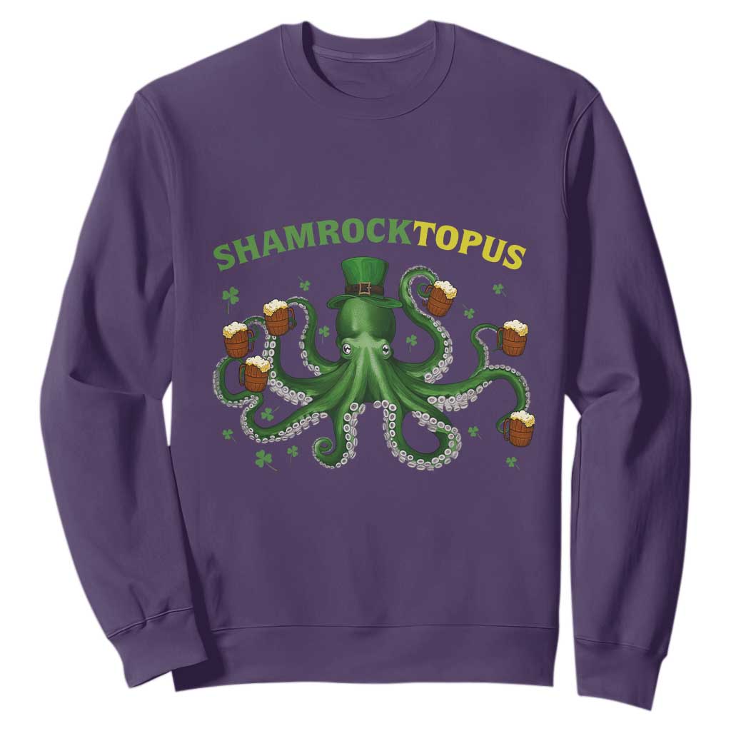 Funny St Patrick's Day Octopus Shamrocktopus Sweatshirt Irish Beer Mug TS11 Purple Print Your Wear