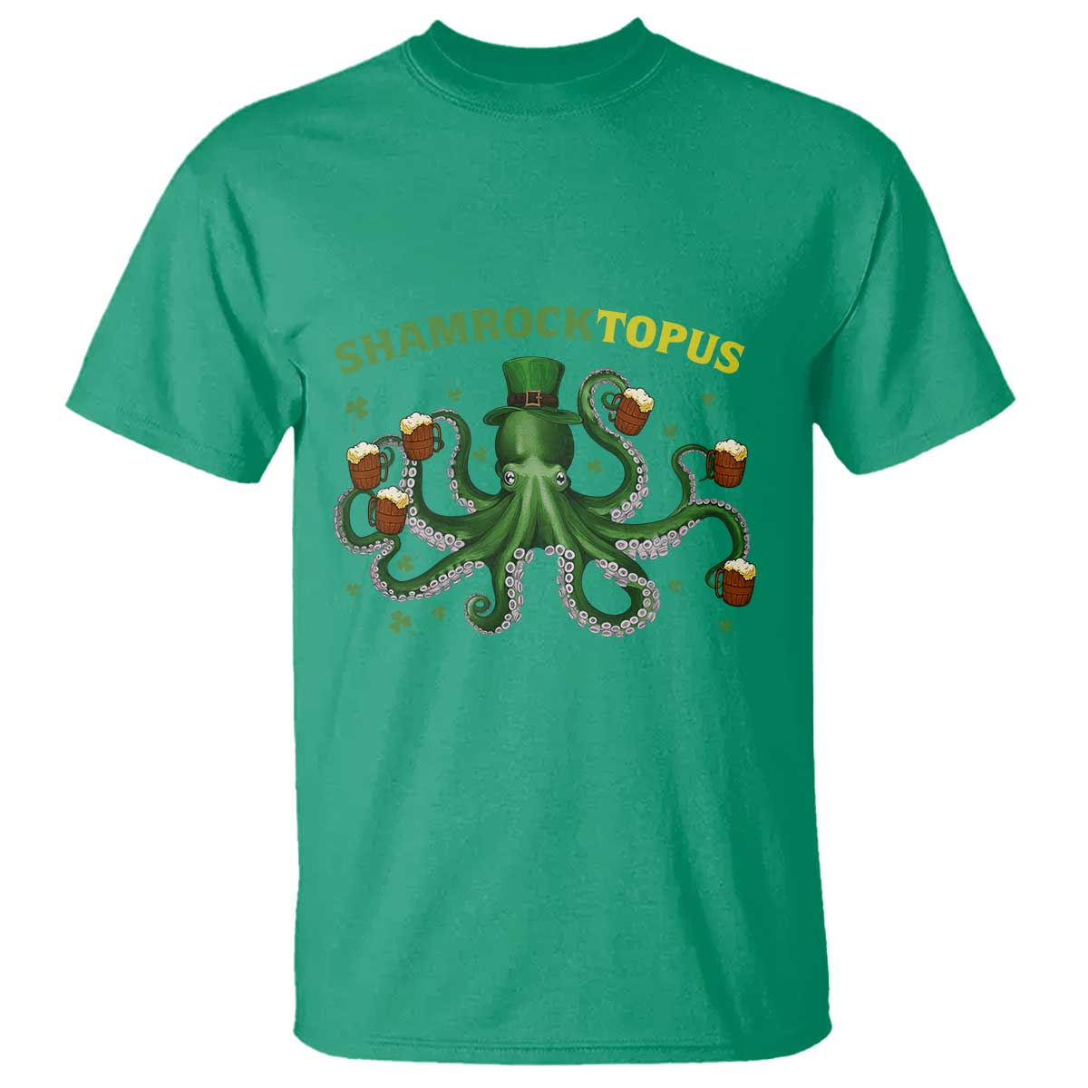 Funny St Patrick's Day Octopus Shamrocktopus T Shirt Irish Beer Mug TS11 Irish Green Print Your Wear