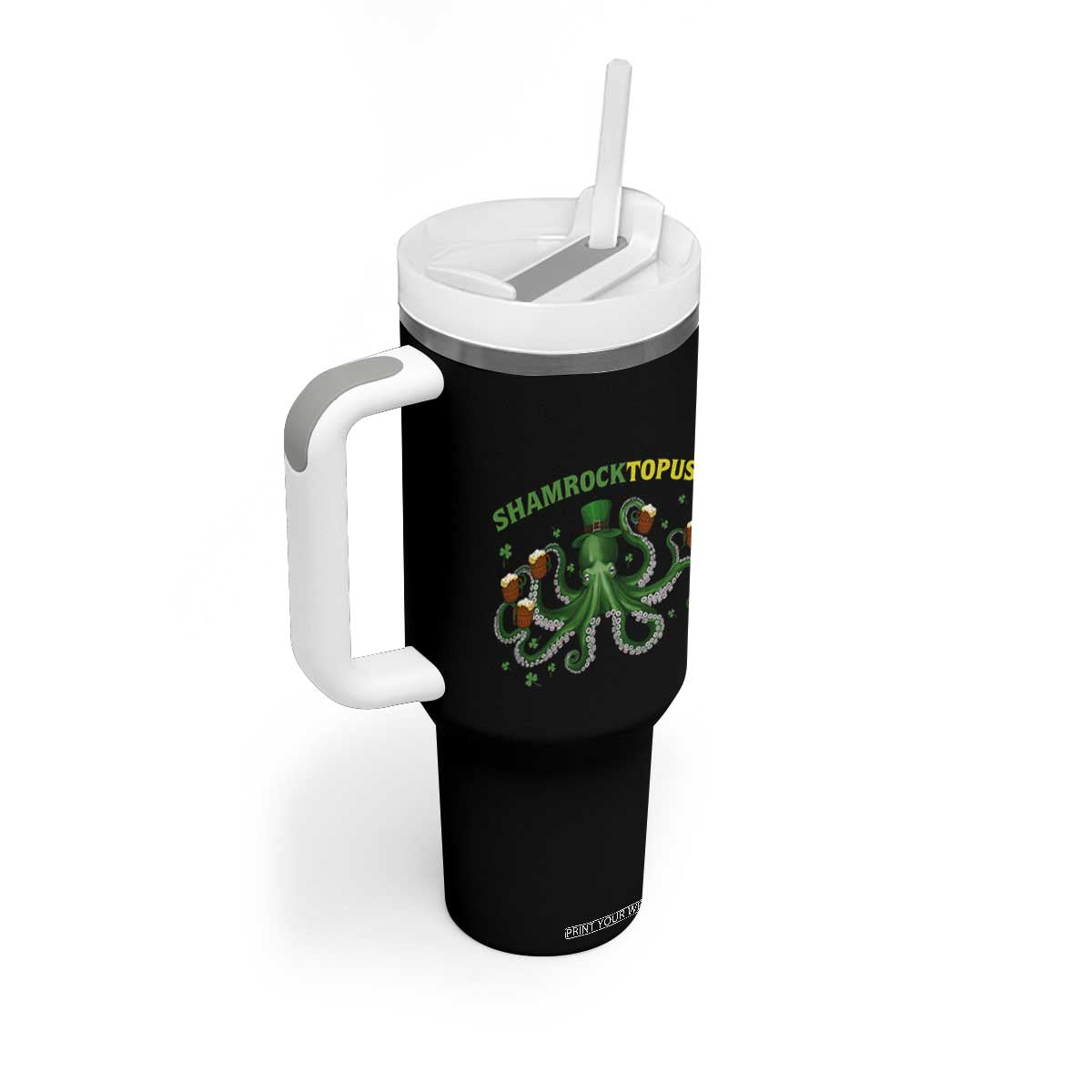 Funny St Patrick's Day Octopus Shamrocktopus Tumbler With Handle Irish Beer Mug TS11 Print Your Wear