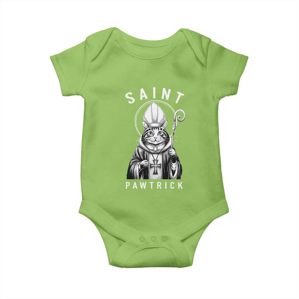 Funny St Patrick's Day Cat Baby Onesie Saint Pawtrick TS11 Lime Print Your Wear