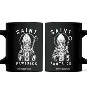 Funny St Patrick's Day Cat Coffee Mug Saint Pawtrick TS11 Black Print Your Wear