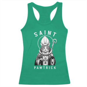 Funny St Patrick's Day Cat Racerback Tank Top Saint Pawtrick TS11 Irish Green Print Your Wear
