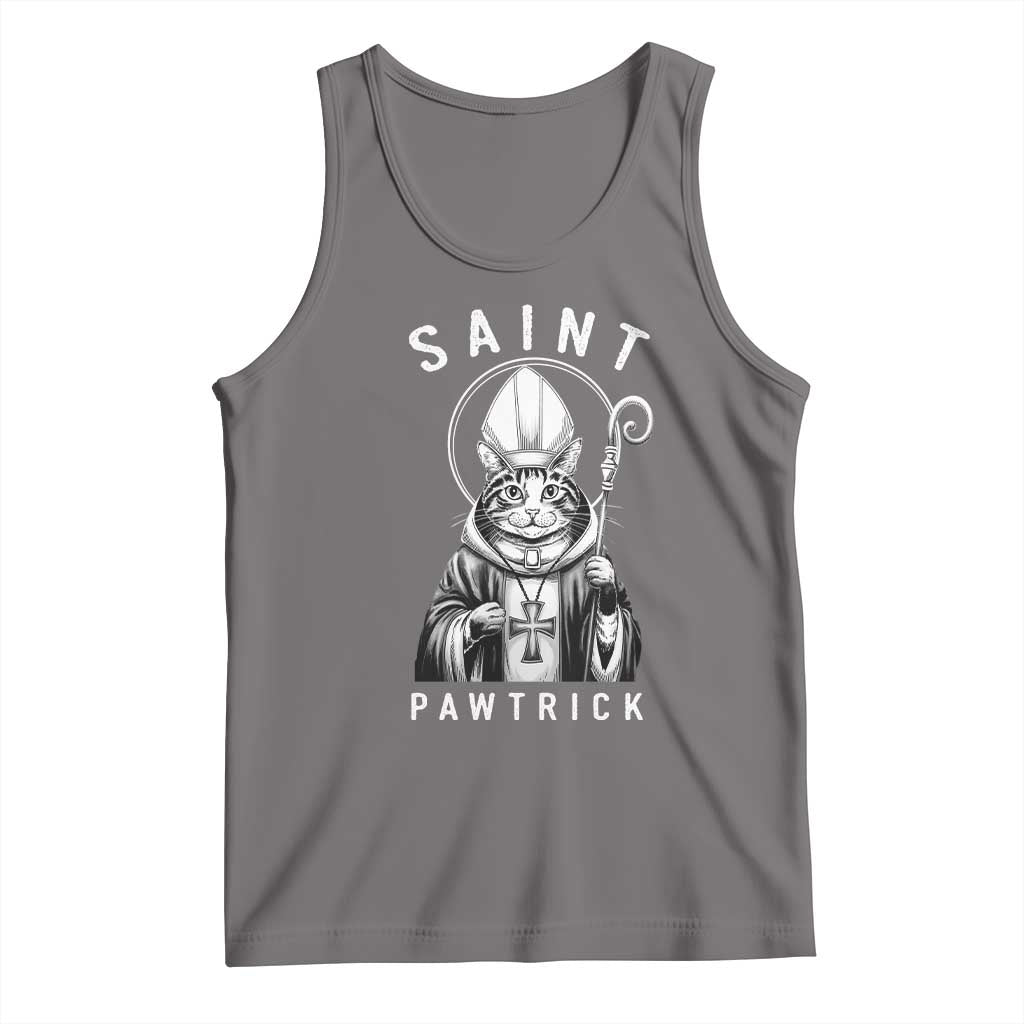 Funny St Patrick's Day Cat Tank Top Saint Pawtrick TS11 Deep Heather Print Your Wear