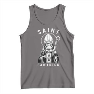 Funny St Patrick's Day Cat Tank Top Saint Pawtrick TS11 Deep Heather Print Your Wear