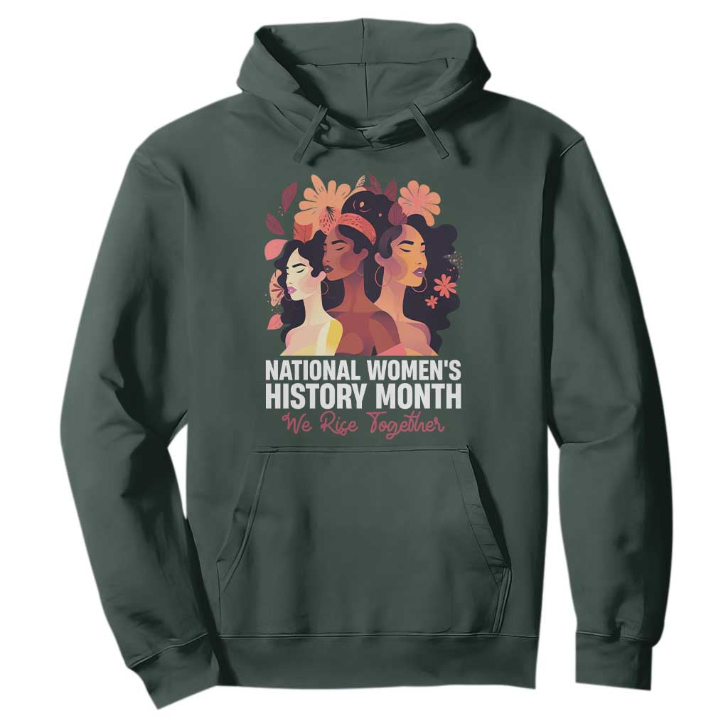 National Women's History Month We Rise Together Hoodie TS11 Dark Forest Green Print Your Wear