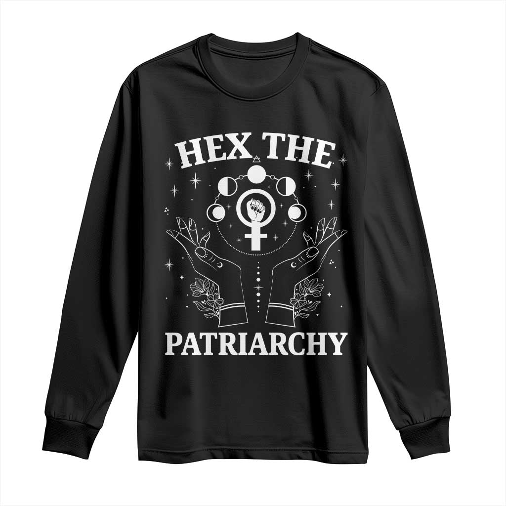 Hex The Patriarchy Long Sleeve Shirt Feminist Witch Female Symbol TS11 Black Print Your Wear