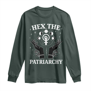 Hex The Patriarchy Long Sleeve Shirt Feminist Witch Female Symbol TS11 Dark Forest Green Print Your Wear