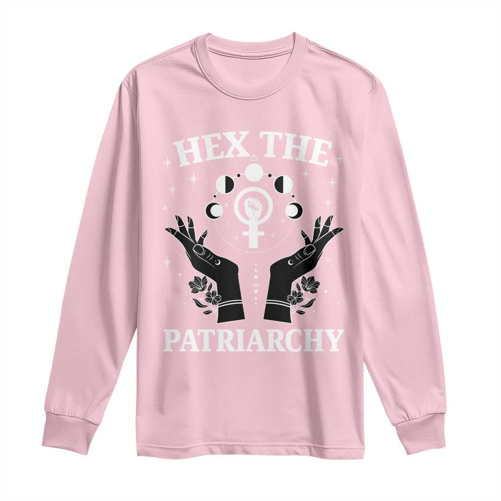 Hex The Patriarchy Long Sleeve Shirt Feminist Witch Female Symbol TS11 Light Pink Print Your Wear