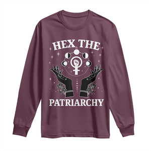 Hex The Patriarchy Long Sleeve Shirt Feminist Witch Female Symbol TS11 Maroon Print Your Wear