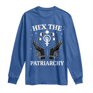 Hex The Patriarchy Long Sleeve Shirt Feminist Witch Female Symbol TS11 Royal Blue Print Your Wear