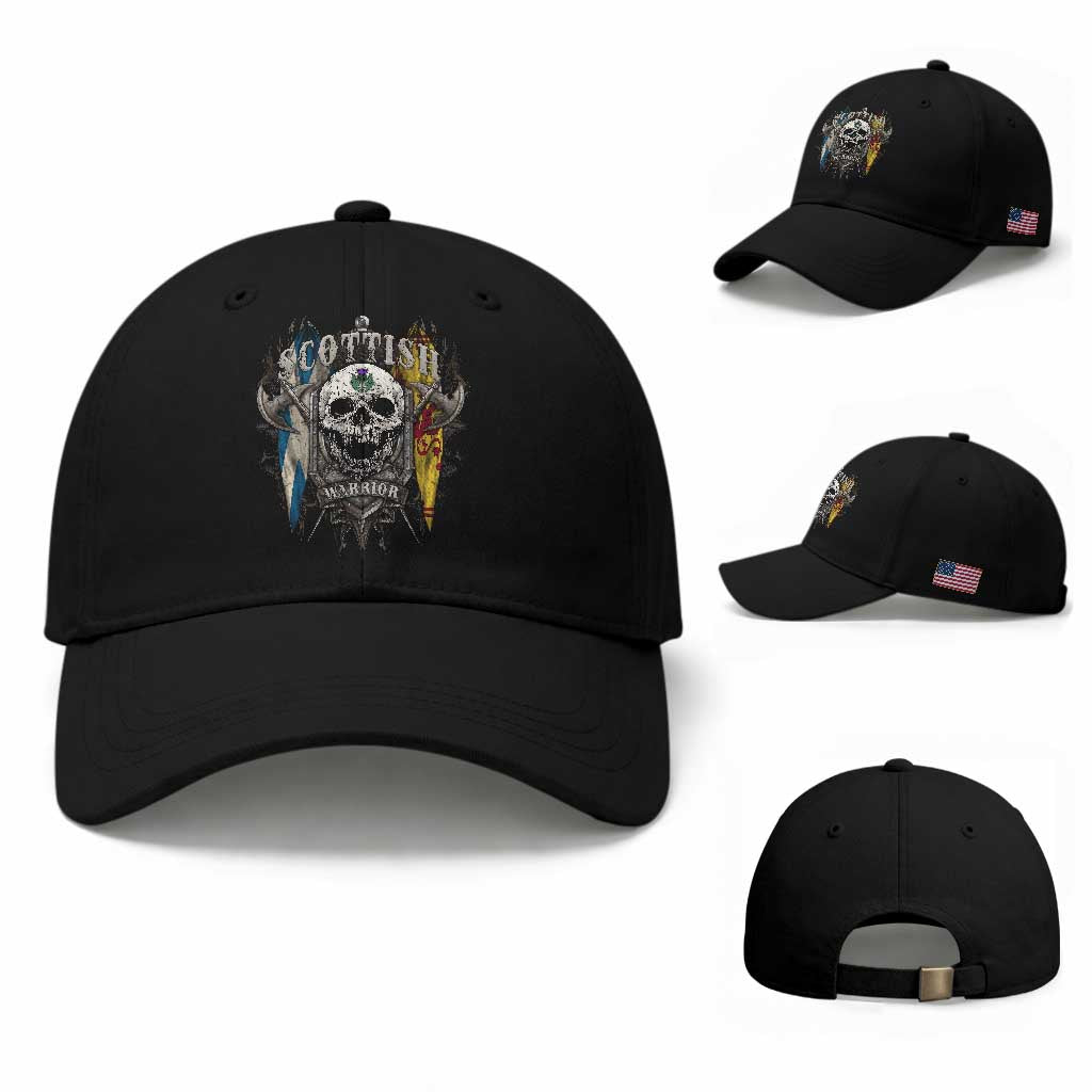 Scottish Warrior Baseball Cap Vintage Skull Celtic Cross Scottish Lion Rampant Flag TS11 Baseball Cap Universal Fit Black Print Your Wear
