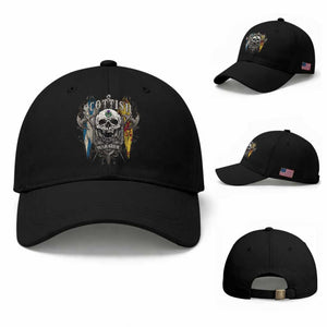 Scottish Warrior Baseball Cap Vintage Skull Celtic Cross Scottish Lion Rampant Flag TS11 Baseball Cap Universal Fit Black Print Your Wear