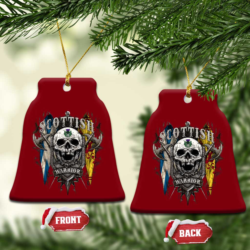 Scottish Warrior Ceramic Ornament Vintage Skull Celtic Cross Scottish Lion Rampant Flag TS11 Print Your Wear