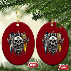 Scottish Warrior Ceramic Ornament Vintage Skull Celtic Cross Scottish Lion Rampant Flag TS11 Print Your Wear