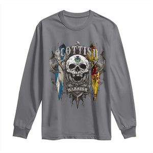 Scottish Warrior Long Sleeve Shirt Vintage Skull Celtic Cross Scottish Lion Rampant Flag TS11 Charcoal Print Your Wear