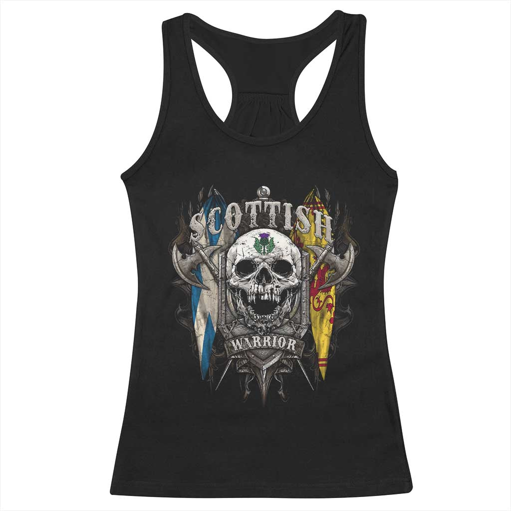 Scottish Warrior Racerback Tank Top Vintage Skull Celtic Cross Scottish Lion Rampant Flag TS11 Black Print Your Wear