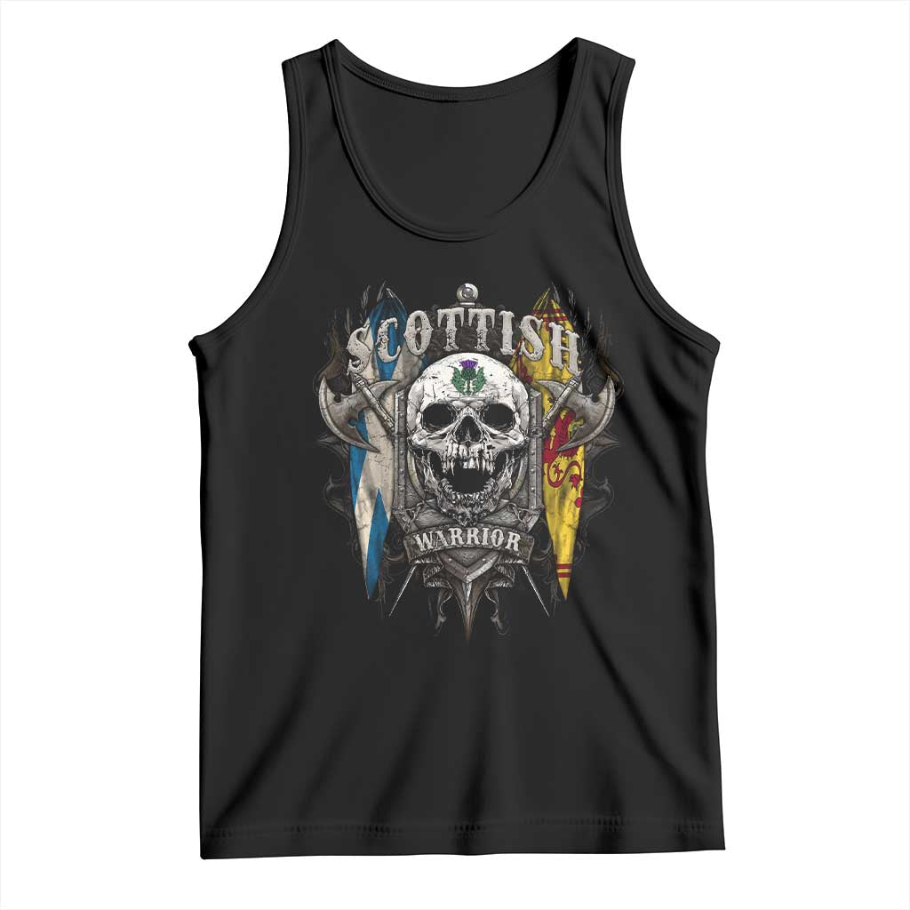 Scottish Warrior Tank Top Vintage Skull Celtic Cross Scottish Lion Rampant Flag TS11 Black Print Your Wear