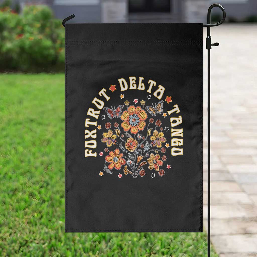 Funny Foxtrot Delta Tango Garden Flag Vintage Floral Retro Groovy TS11 Print Your Wear