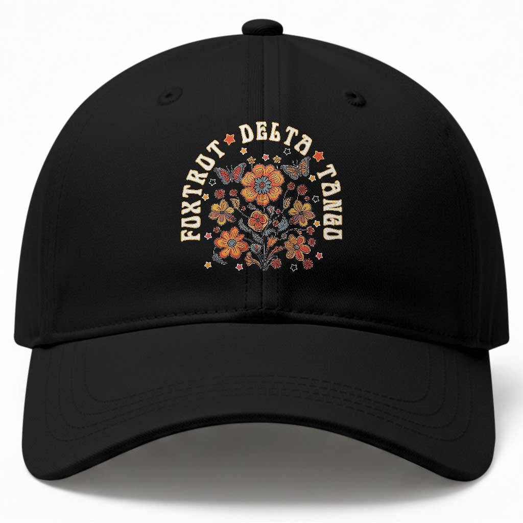 Funny Foxtrot Delta Tango Baseball Cap Vintage Floral Retro Groovy TS11 Print Your Wear