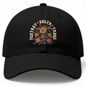 Funny Foxtrot Delta Tango Baseball Cap Vintage Floral Retro Groovy TS11 Print Your Wear