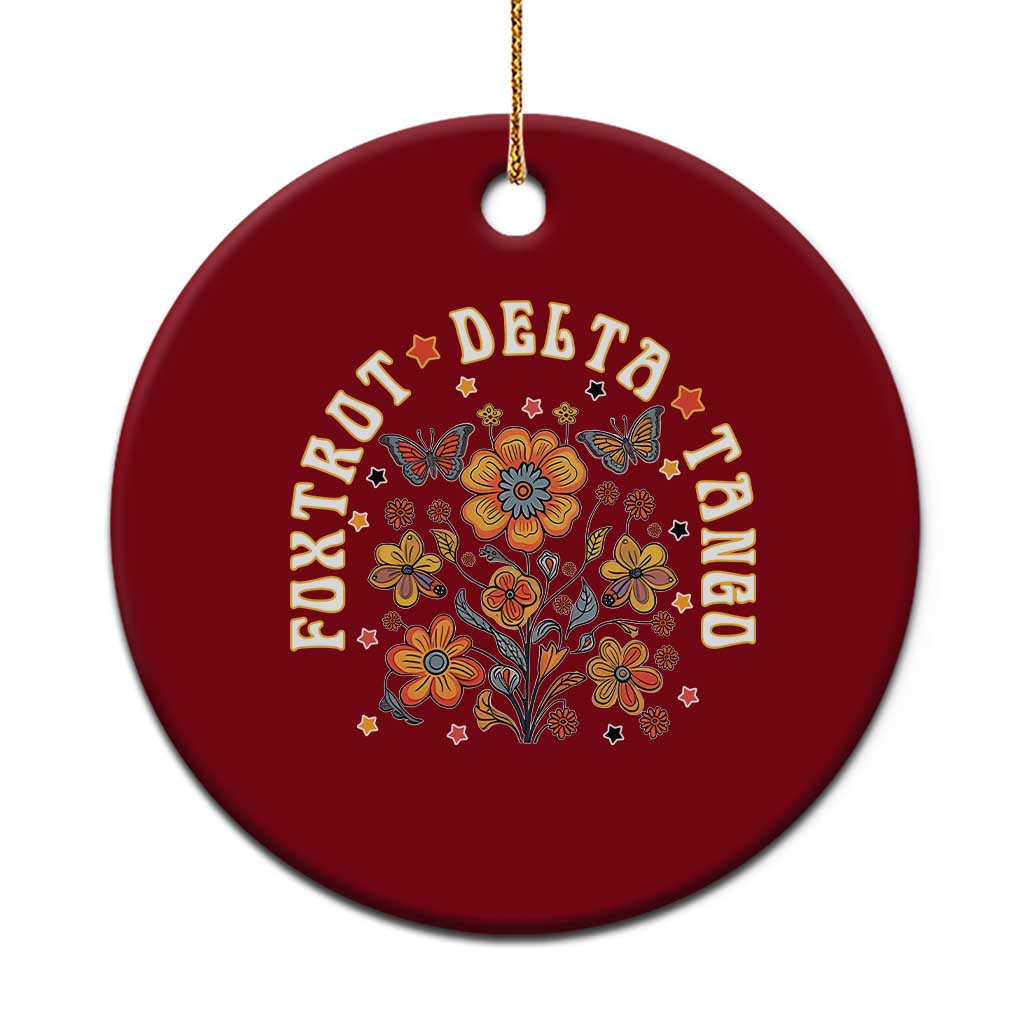 Funny Foxtrot Delta Tango Ceramic Ornament Vintage Floral Retro Groovy TS11 1pc Red Print Your Wear