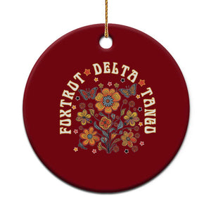 Funny Foxtrot Delta Tango Ceramic Ornament Vintage Floral Retro Groovy TS11 1pc Red Print Your Wear