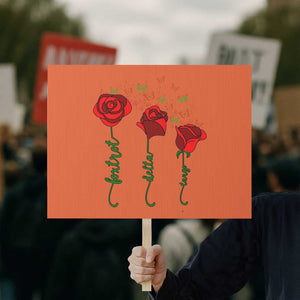 Funny Foxtrot Delta Tango Protest Sign Vintage Rose Flowers Butterfly TS11 Horizontal 18" × 24" Orange Print Your Wear