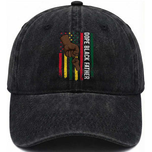 Dope Black Dad Washed Cotton Baseball Cap Vintage American Flag Fist Bump TS11 Print Your Wear
