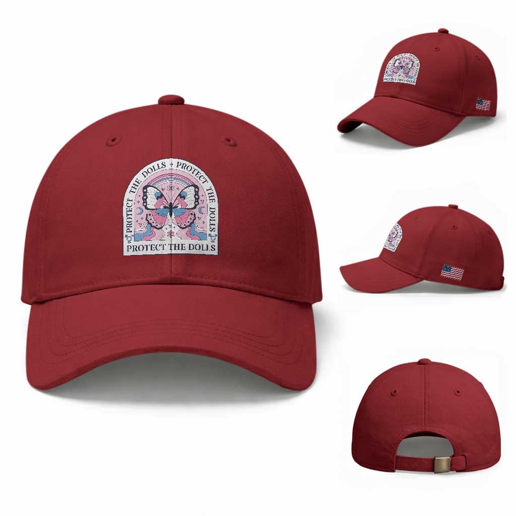 Protect The Dolls Baseball Cap Trans Women Pride Month Butterfly TS11 Baseball Cap Universal Fit Cherry Red Print Your Wear