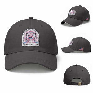 Protect The Dolls Baseball Cap Trans Women Pride Month Butterfly TS11 Baseball Cap Universal Fit Dark Gray Print Your Wear