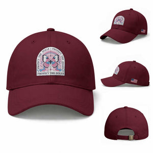 Protect The Dolls Baseball Cap Trans Women Pride Month Butterfly TS11 Baseball Cap Universal Fit Maroon Print Your Wear