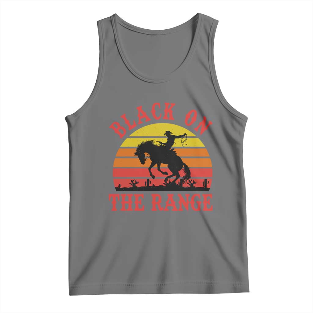 African American Black Cowboy Tank Top Black On The Range Rodeo TS11 Black Heather Print Your Wear