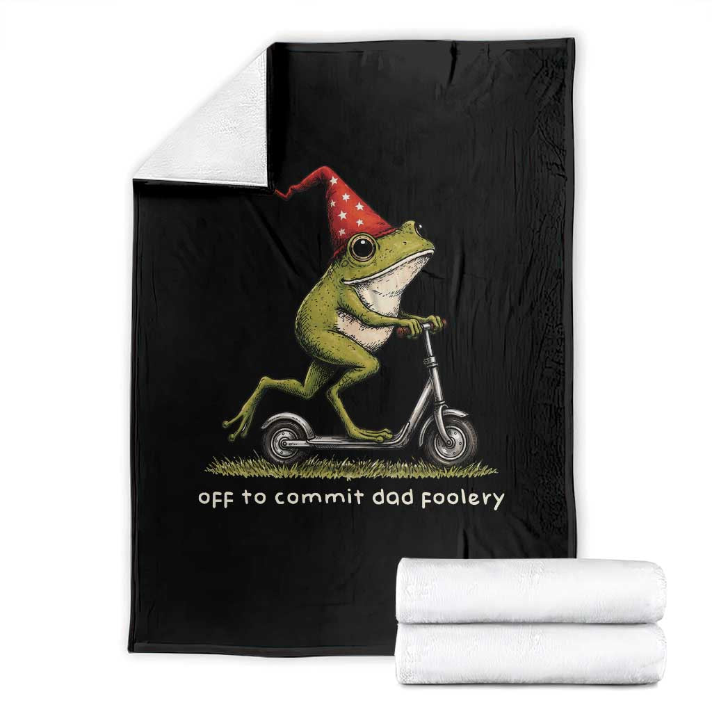 Off To Commit Dad Foolery Throw Blanket Funny Daddy Frog Scooter Fathers Day TS11 Black Print Your Wear
