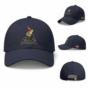 Off To Commit Dad Foolery Baseball Cap Funny Daddy Frog Scooter Fathers Day TS11 Baseball Cap Universal Fit Navy Print Your Wear