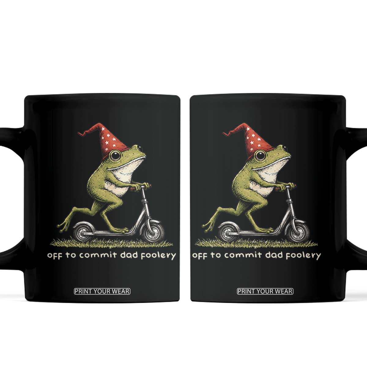 Off To Commit Dad Foolery Coffee Mug Funny Daddy Frog Scooter Fathers Day TS11 Black Print Your Wear
