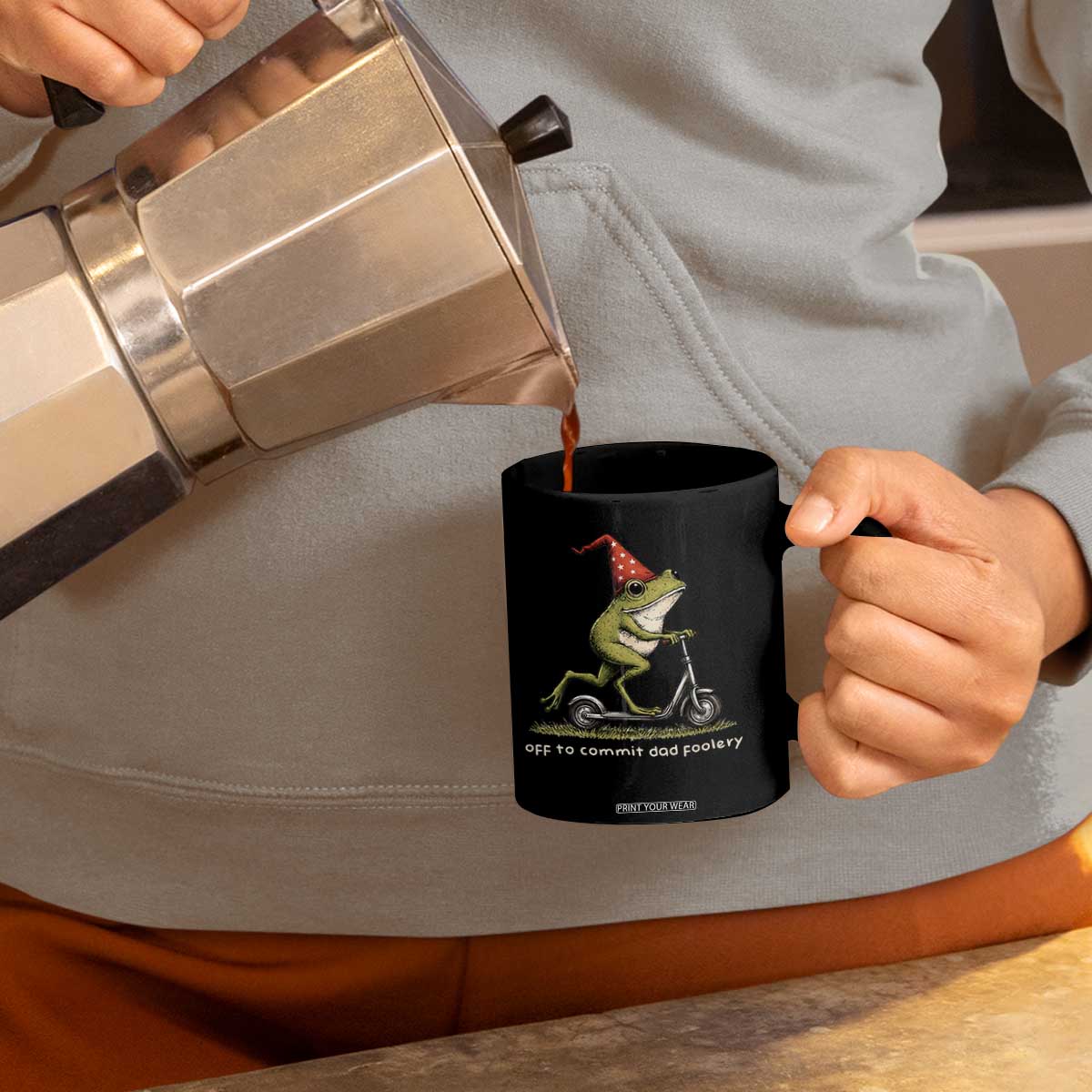 Off To Commit Dad Foolery Coffee Mug Funny Daddy Frog Scooter Fathers Day TS11 Print Your Wear